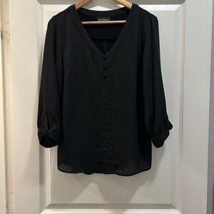 Elegant Black V-Neck Blouse